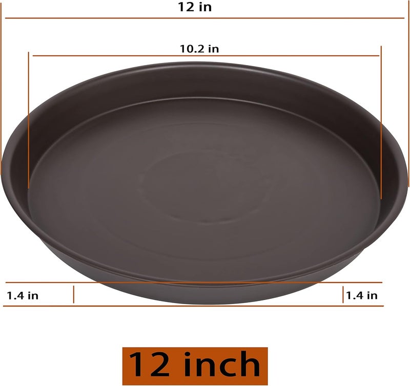 Angde Plant Saucer 12 Inch, 6 Pack of 12 inch Plant Saucers, Heavy Duty Plastic Plant Tray for Pot 11", Plant Saucers for Indoors Round, Flower Pot Saucers for Planter 11-12" (Chocolate Brown) - Image 3